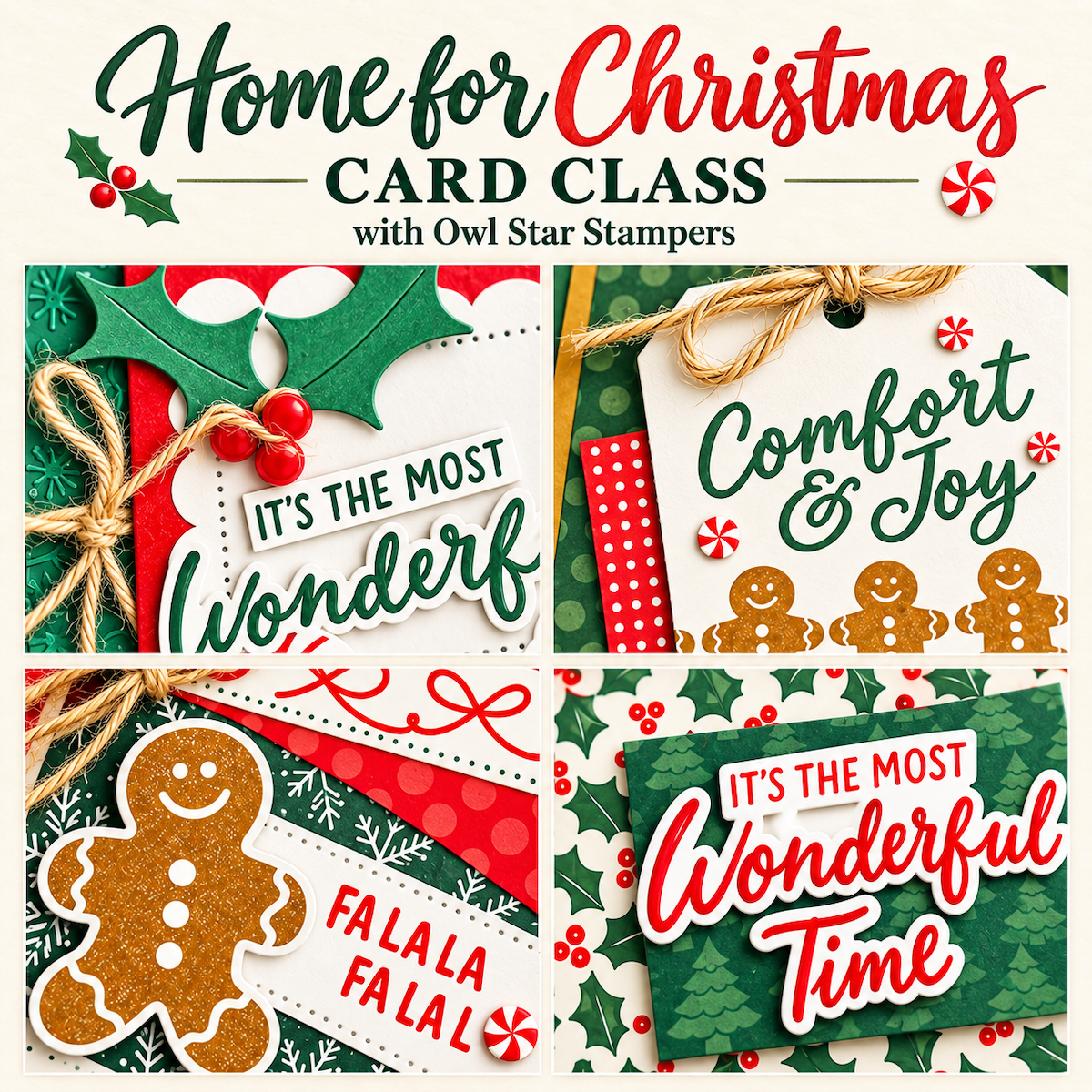 Make 4 Christmas Cards With the Stampin’ Up! Home for Christmas Bundle